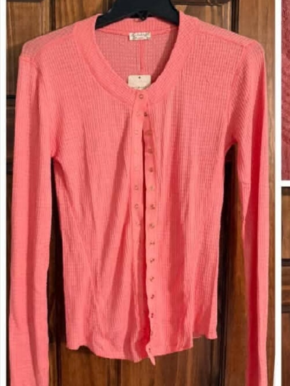 Free People NWT Going Places Cardigan Coral Crimson Size L